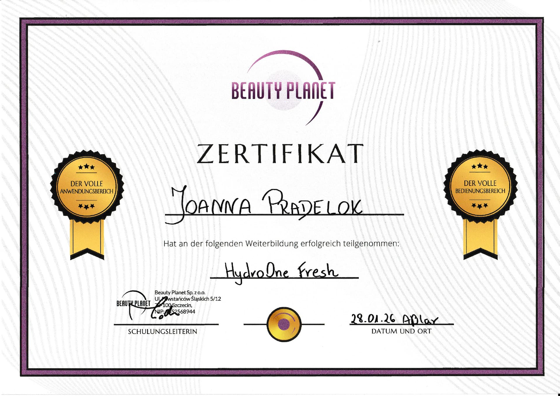 Weiterbildung HydroOne Fresh, Aßlar, 28.01.2026