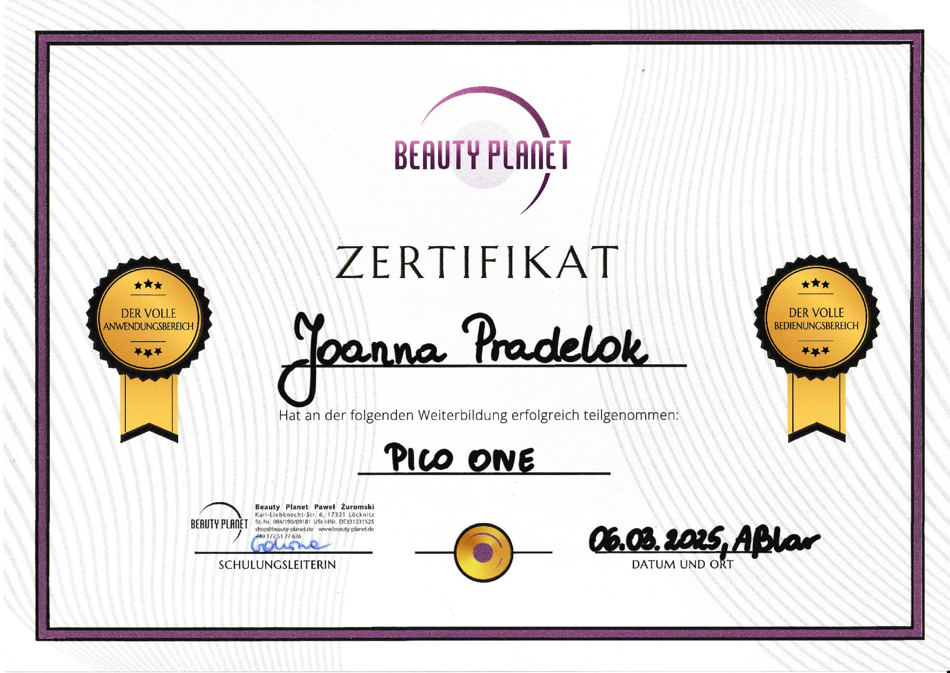 Weiterbildung Pico One, Aßlar, 06.03.2025